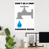 Poster Conserver l'eau (Bureau à domicile)