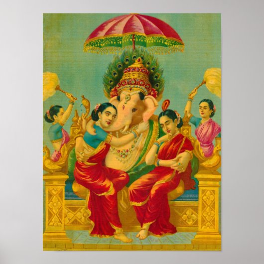 Poster Consorts de Ganesha par Raja Ravi Varma (Devant)