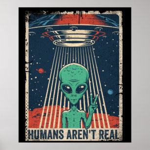 Poster Conspiration spatiale Alien amusante