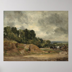 Poster Constable - Bancs de sable et une charrette et des