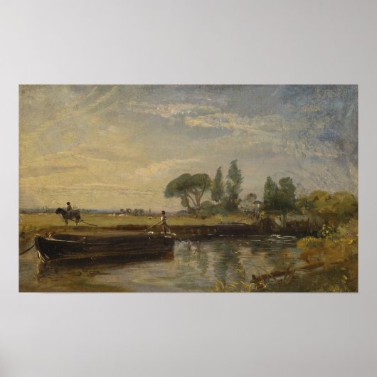 Poster Constable - Barge Below Flatford Lock (Devant)