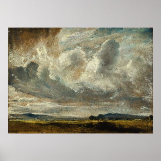 Poster Constable - Étude de nuages au-dessus d'un paysage (Devant)