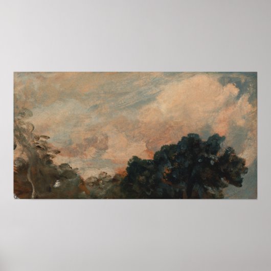 Poster Constable - Étude de nuages avec des arbres (Devant)