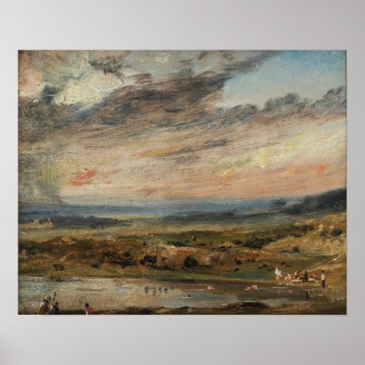Poster Constable - Hampstead Heath avec étang et baigneur (Devant)