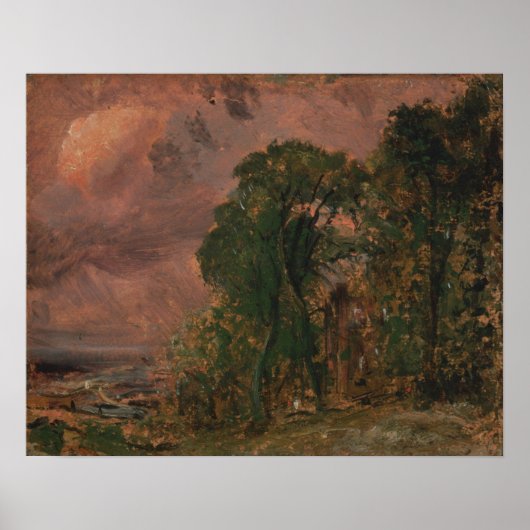 Poster Constable - Une vue à Hampstead par temps orageux (Devant)