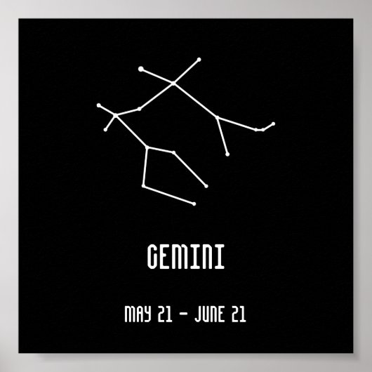 Poster Constellation de gemini noir et blanc (Devant)