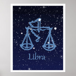 Poster Constellation de la Balance et signe du zodiaque a
