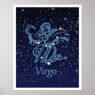 Poster Constellation de la Vierge et signe du zodiaque av