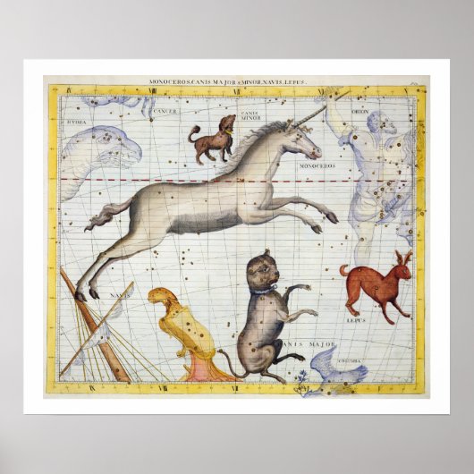 Poster Constellation de Monoceros avec Canis Major et Mi (Devant)
