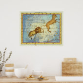 Poster Constellation Lion Vintage (Cuisine)