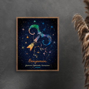 Poster Constellation Sagittaire Zodiaque Galaxie Aquarell