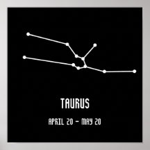 Constellation simple de taurus noir et blanc