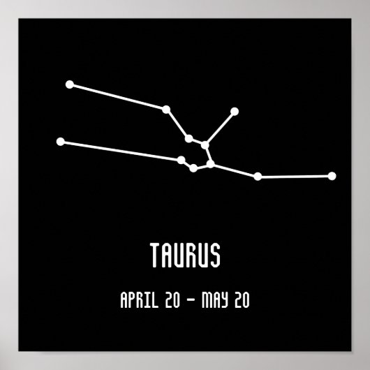 Poster Constellation simple de taurus noir et blanc (Devant)