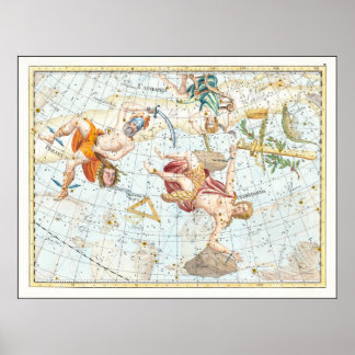 Poster Constellations de l'Atlas céleste vintage
