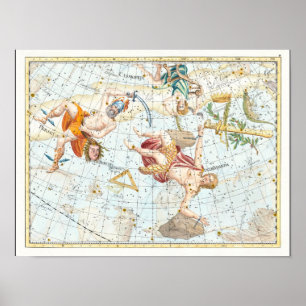 Poster Constellations de l'Atlas céleste vintage