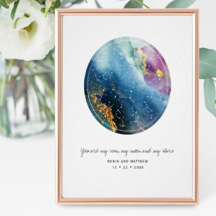Poster Constellations Personnalisées Carte Étoile Cadeau 