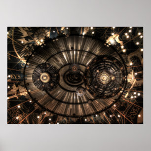 Poster Constellations Zodiac mécanique Steampunk
