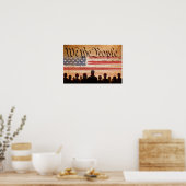 Poster Constitution des États-Unis avec drapeau et feux d (Cuisine)