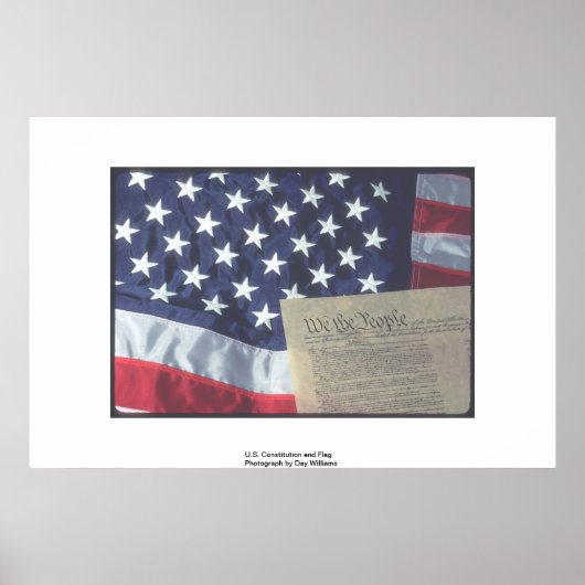 Poster Constitution et drapeau des États-Unis (Devant)
