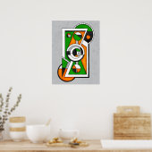 Poster Construction Bauhaus Abstraite Verte & Orange (Cuisine)