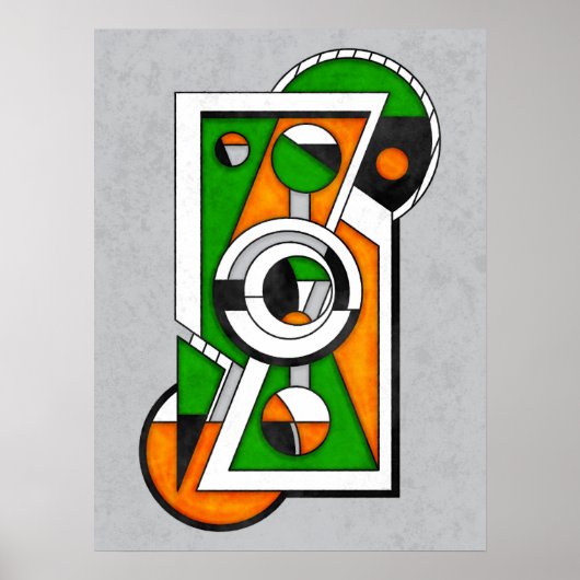 Poster Construction Bauhaus Abstraite Verte & Orange (Devant)