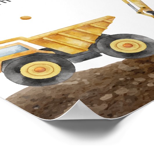 Poster Construction Camions 1er anniversaire Jalon Board (Coin)