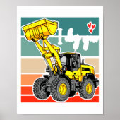 Poster Construction Vehicles Valentines Hearts Excavator  (Devant)