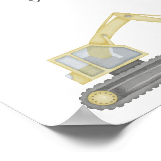 Poster Construction Véhicules Camion Garçons 1er annivers (Coin)