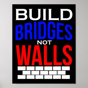 Poster Construire des ponts pas des murs Démocrate Anti T
