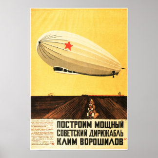 Poster CONSTRUIRE UN PUISSANT AVION Zeppelin Vintage sovi