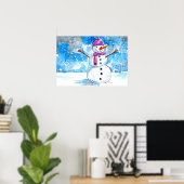 Poster Construisons un bonhomme de neige (Bureau à domicile)