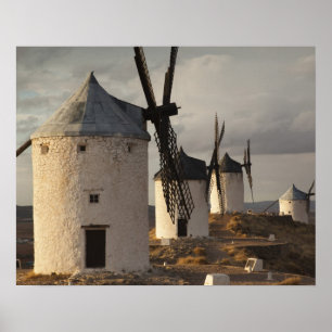 Poster Consuegra, les moulins à vent de l'antique La Manc