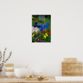 Poster Container Jardin design avec chaise bleue dans not (Cuisine)