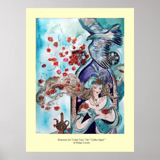 POSTER CONTE DE FÉE TURC / PRINCESSE,ROSES ROUGES ET FAUC (Devant)