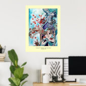 POSTER CONTE DE FÉE TURC / PRINCESSE,ROSES ROUGES ET FAUC (Bureau à domicile)