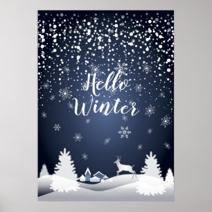 Poster Conte fée de Noël Imaginaire Forêt de neige