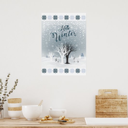 Poster Conte fée de Noël Imaginaire Forêt de neige (Cuisine)