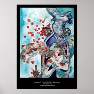 POSTER CONTE ORIENTAL / PRINCESSE, ROSES ROUGES ET FAUCON