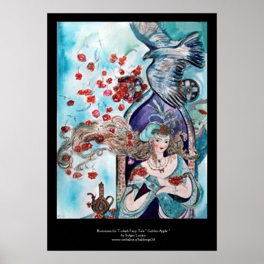 POSTER CONTE ORIENTAL / PRINCESSE, ROSES ROUGES ET FAUCON (Devant)