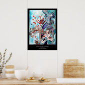 POSTER CONTE ORIENTAL / PRINCESSE, ROSES ROUGES ET FAUCON (Cuisine)
