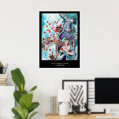 POSTER CONTE ORIENTAL / PRINCESSE, ROSES ROUGES ET FAUCON (Bureau à domicile)