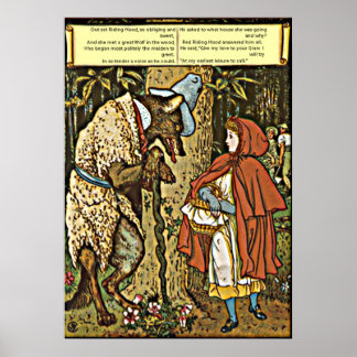 Poster Conte pour enfants Petit chaperon rouge et loup