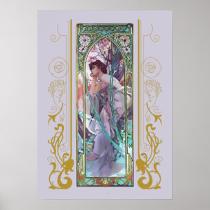Poster Contemplation du soir par Alphonse Mucha