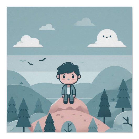 Poster Contemplation sur une colline (Devant)