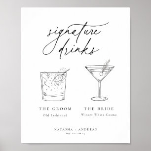 Poster Contemporain Chic Minimaliste Signature Boissons
