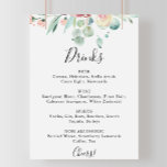 Poster Contemporain Eucalyptus Mariage Boissons Menu Sign<br><div class="desc">Cette affiche contemporaine de la carte des boissons aux eucalyptus mariage est parfaite pour un mariage simple. Le design est composé de couleurs d'eau violet,  rousse,  bordée et bordeaux de délicieuses pivoines avec des feuilles d'eucalyptus verts,  inspirant beauté artistique.</div>