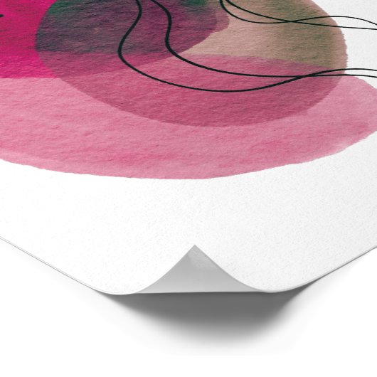 Poster Contemporain moderne Abstrait bronze rose Noir (Coin)