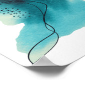 Poster Contemporain Moderne Abstrait Vert Sarcelle Noir (Coin)