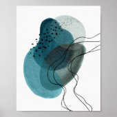 Poster Contemporain moderne Art Abstrait Vert Noir (Devant)