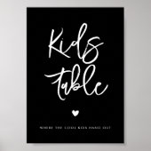 Poster Contemporain moderne noir Enfants table signe mari (Devant)